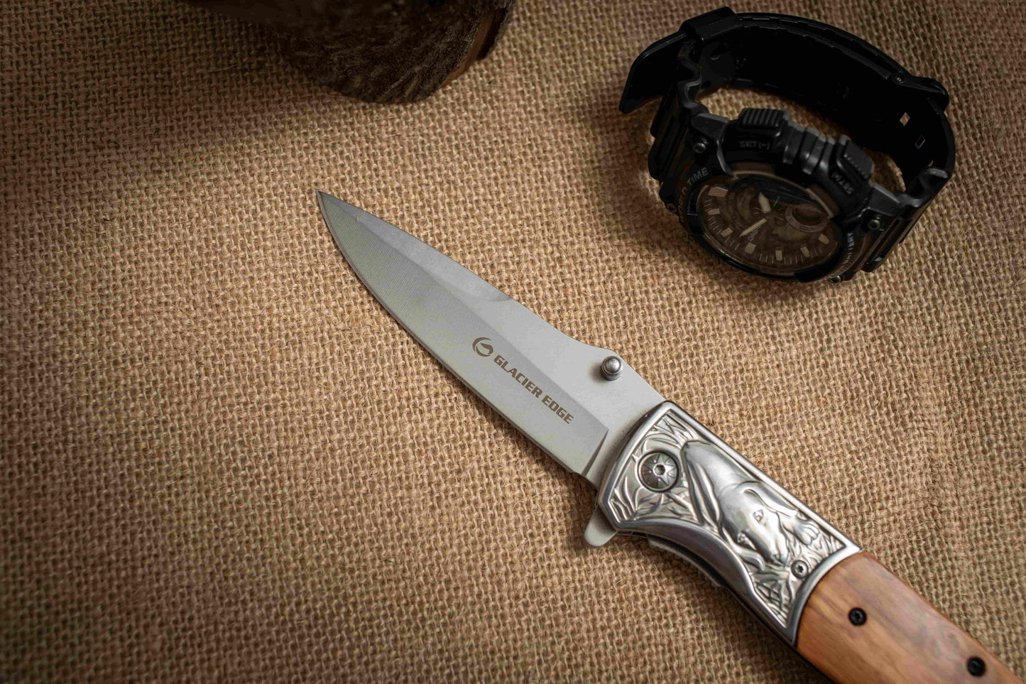 Olive Wood Handle Folding EDC Knife – Titanium Coated 3Cr13 Blade, Premium Pocket Knife