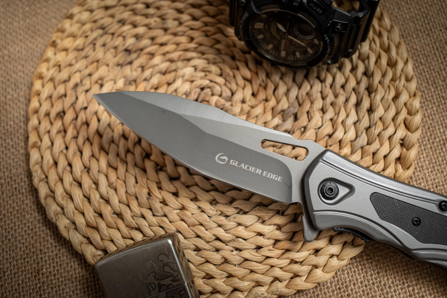 Tactical G10 Folding EDC Knife – Titanium Stonewashed 3Cr13 Blade, Lightweight Utility Tool