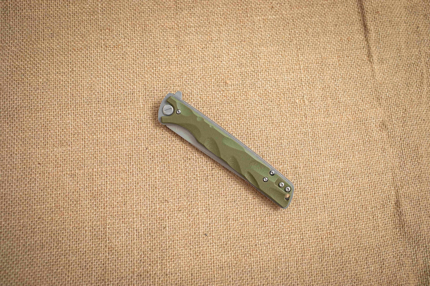 Titanium Stonewashed G10 Folding EDC Knife – Long Blade 5Cr14 Steel, Lightweight Outdoor Utility Tool